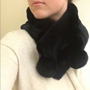 J. McLaughlin Black Rabbit Fur Stole (real)